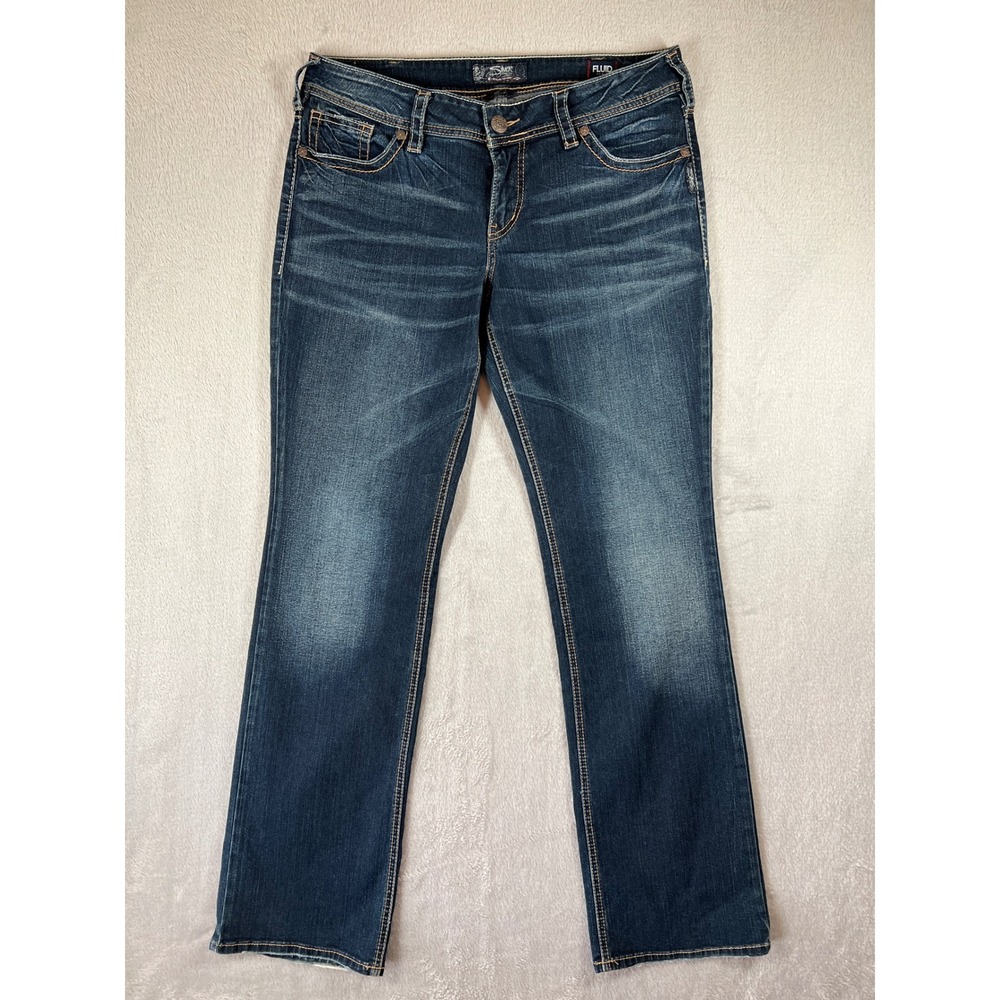 Silver Jeans Co Women's Suki Mid Baby Boot Dark Wash Denim Jeans W33 L33